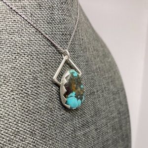 Handmade sterling silver turquoise pendant